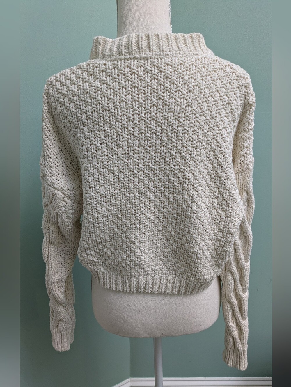 Free People Bonfire Cable Knit Cardigan, Sz M - Picture 4 of 7